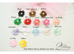 Satin Ribbon Flower - MEDIUM (5cm), Pack of 3